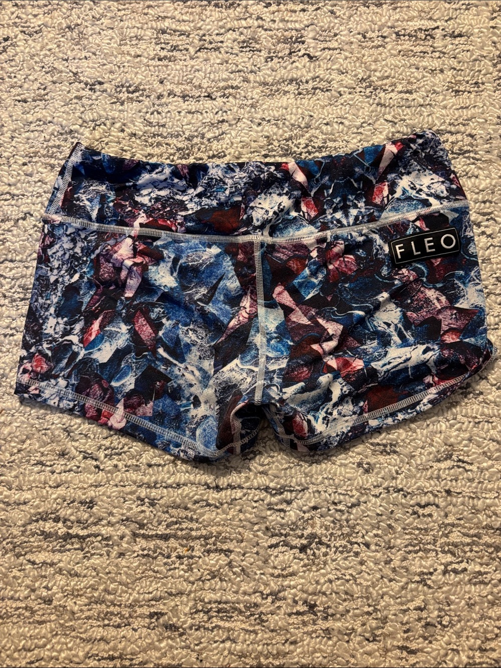 Fleo Women's Blue Multi Abstract Bike Shorts
